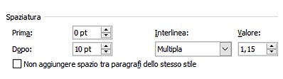 spaziatura